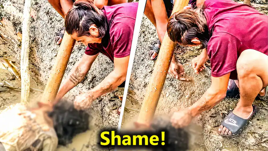 Two persons in the video can be seen dragging a female corpse with the use of wooden planks