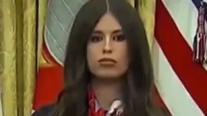 Jayme Franklin's Oval Office appearance with Trump sparks meme frenzy: 'AI Bobblehead Barbie'