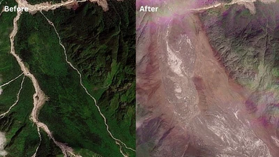 Satellite images show Nepal before and after devastating flash floods