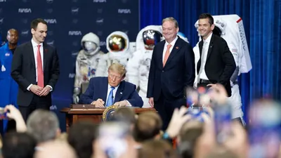 Speaking at NASA's Johnson Space Center in Houston, Trump said: The wider industry impact