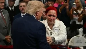 During a speech on Long Island on Friday, President Donald Trump paused to comfort the parents of Jacob