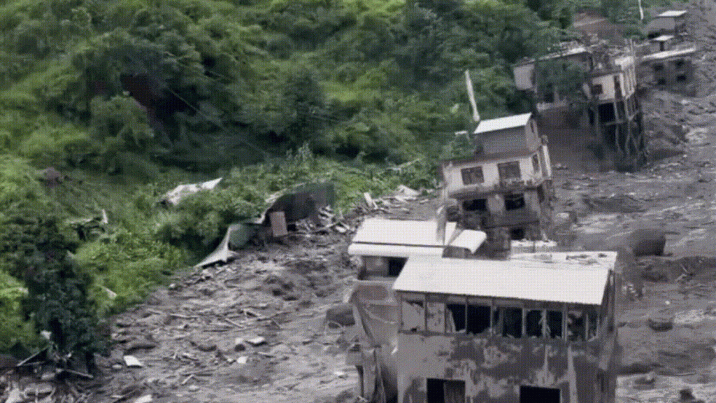 Grim aerial footage captures Nepal floods' trail of destruction, 800 still missing