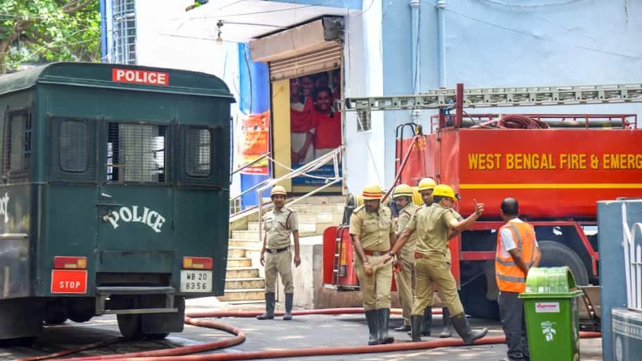 A fire was reported at a hotel situated on Mirza Ghalib Street in the heart of Kolkata at about 2:00 AM