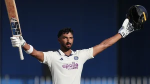Dhruv Jurel (7) and debutant Saransh Jain (4) were batting at close after a taxing day of Test cricket
