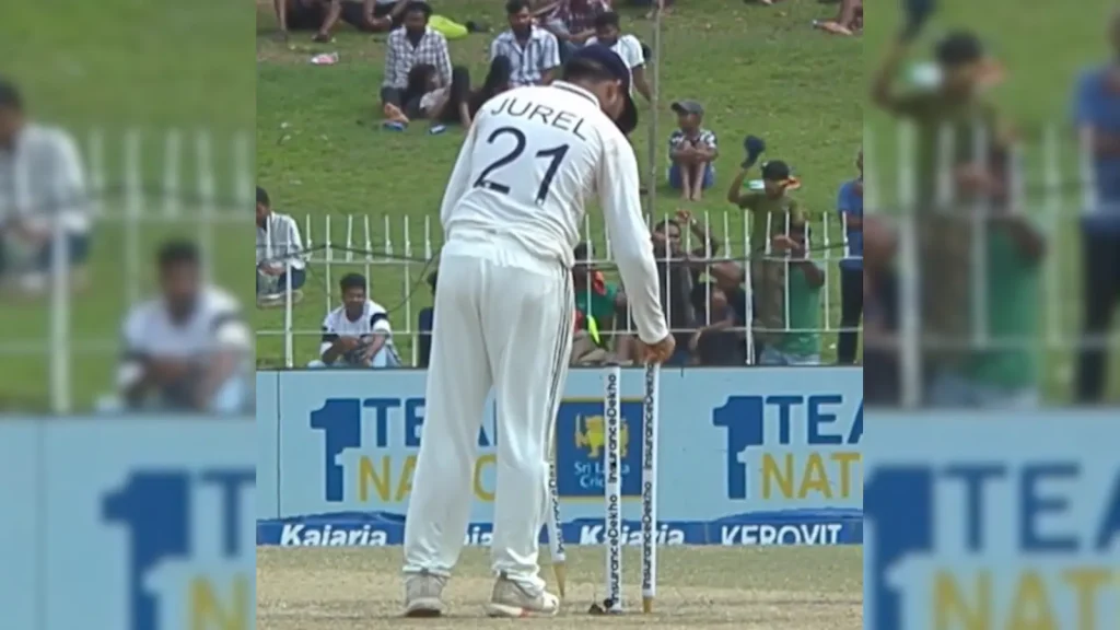 Indian cricket team star Dhruv Jurel took the bail flip to the next level as India failed