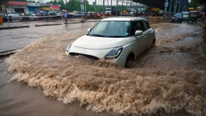 Heavy rain lashed Delhi-NCR on Monday, triggering widespread waterlogging, traffic congestion and flight