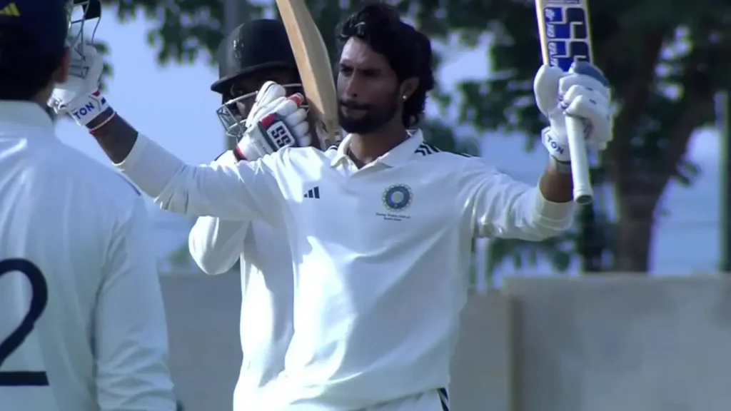 Captain Tilak Varma stood tall with a patient unbeaten 106 while Shreyas Gopal made 87 to give