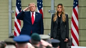 Donald Trump made a lighthearted remark regarding First Lady Melania's absence during his trip