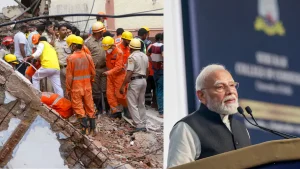 Prime Minister Narendra Modi on Sunday expressed grief over the loss of lives in a building