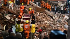 The eyewitness said cries of ‘save us’ could still be heard from inside the debris