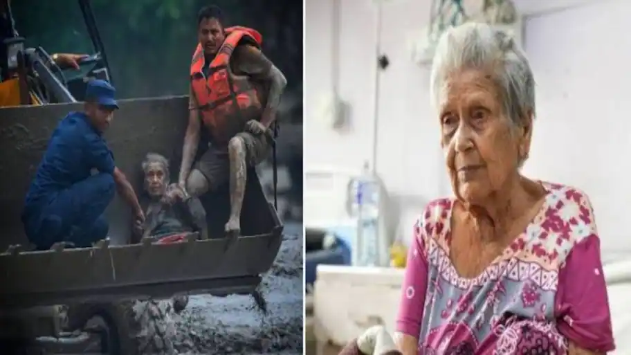 A 91-year-old woman pulled alive from a mud-filled care home in Nepal has become a striking