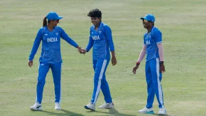 Charani (4/10) and Shafali (2/13) shared six wickets among them as India bowled out Japan