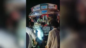 Eight people, including three children, were killed after a truck collided with a pickup van