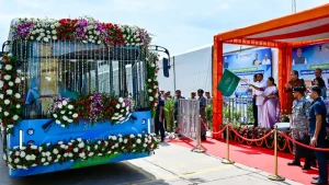 “Today, we are inaugurating over 50 new EV buses for the people of Delhi; simultaneously, we