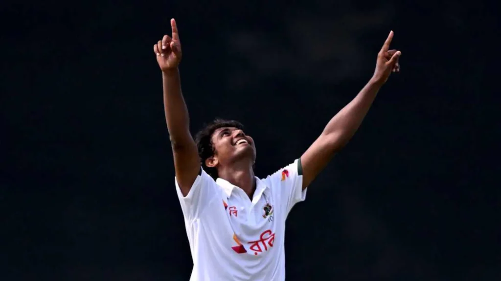 Fast bowler Hasan Mahmud took a hat-trick to help put Bangladesh in a commanding position