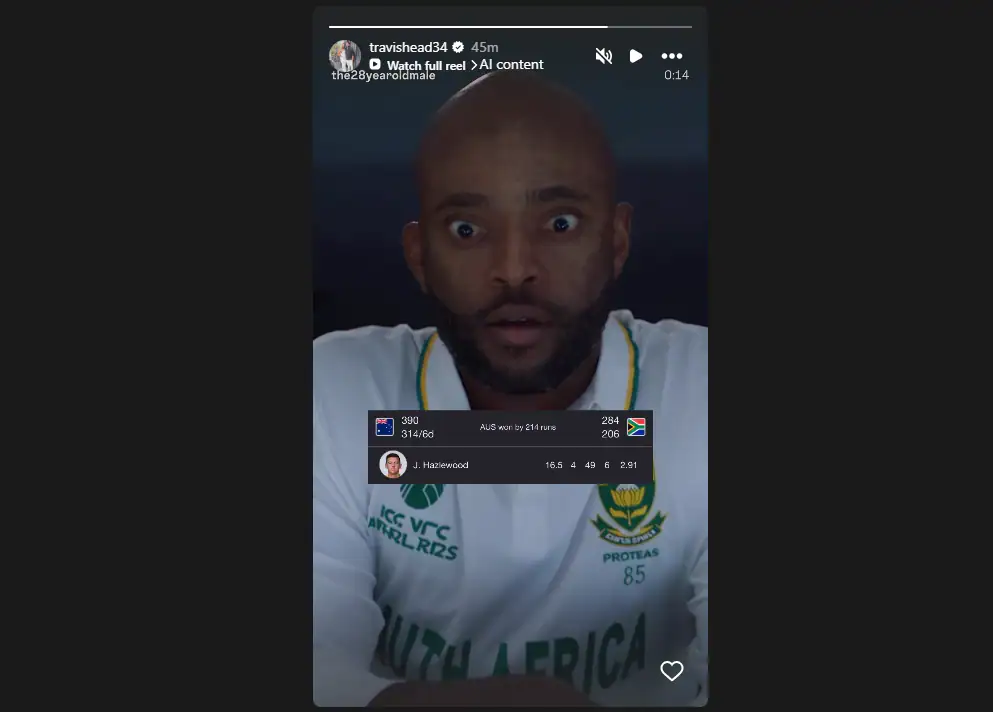 Australia's star opener Travis Head took to social media to troll Temba Bavuma after South