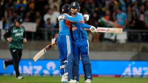 New Zealand captain Mitchell Santner was astonished by India's batting display in the third