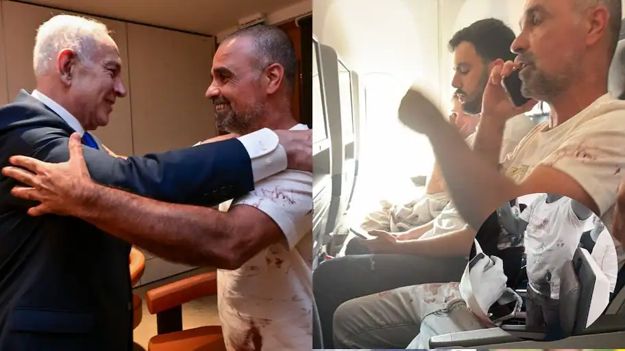 His confronts and clothes were smeared with blood in images from flydubai flight FZ1073