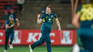 Schutt became just the third Australian to reach the milestone, joining legendary all-rounder
