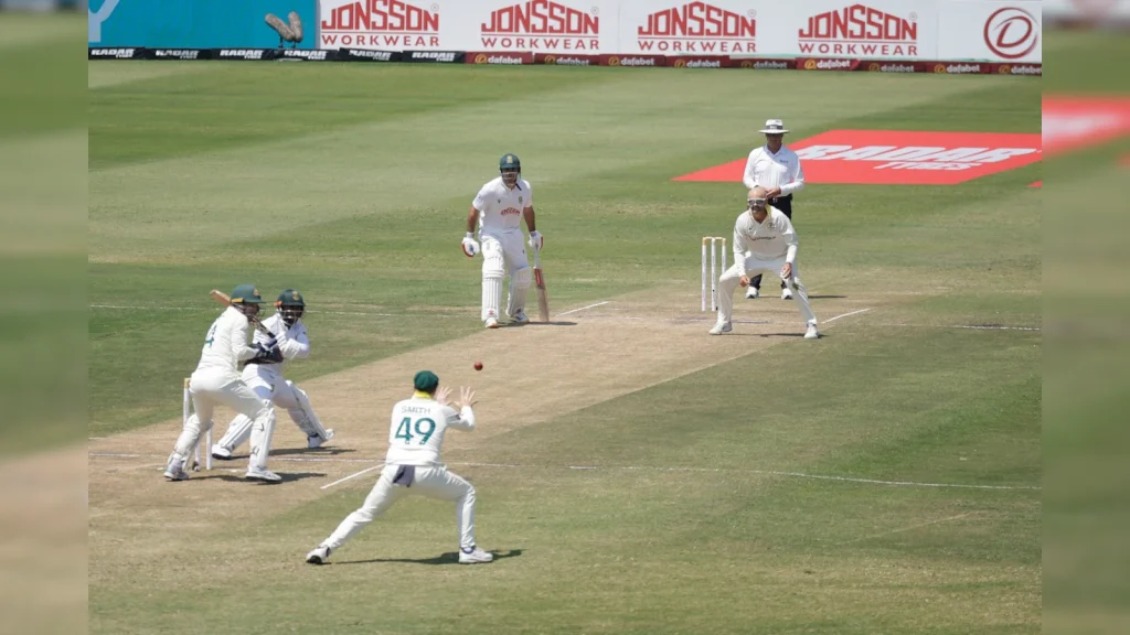 Australia's Steve Smith broke the Test record for the most catches by a fielder when he caught